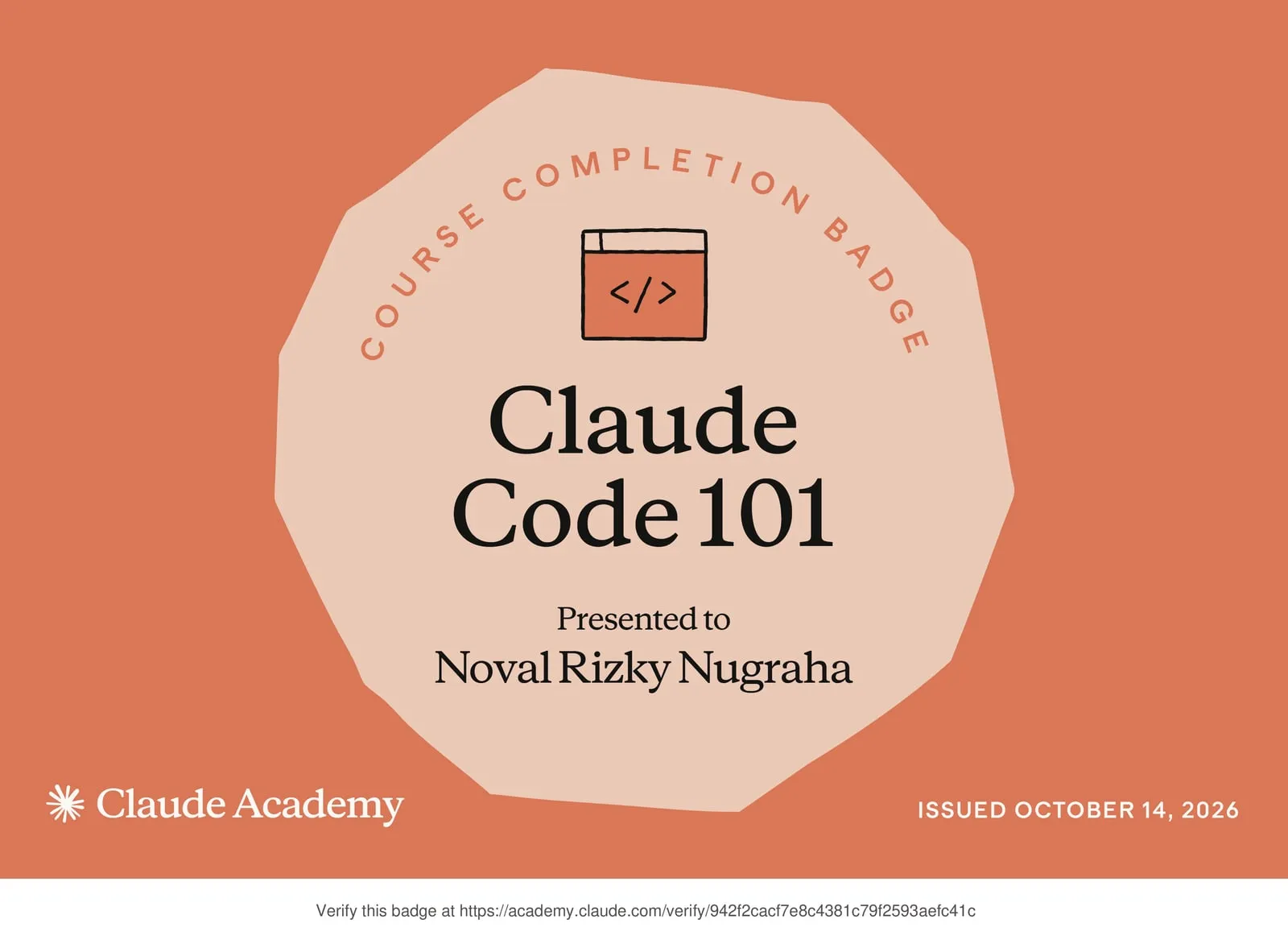 Claude Code 101 certificate