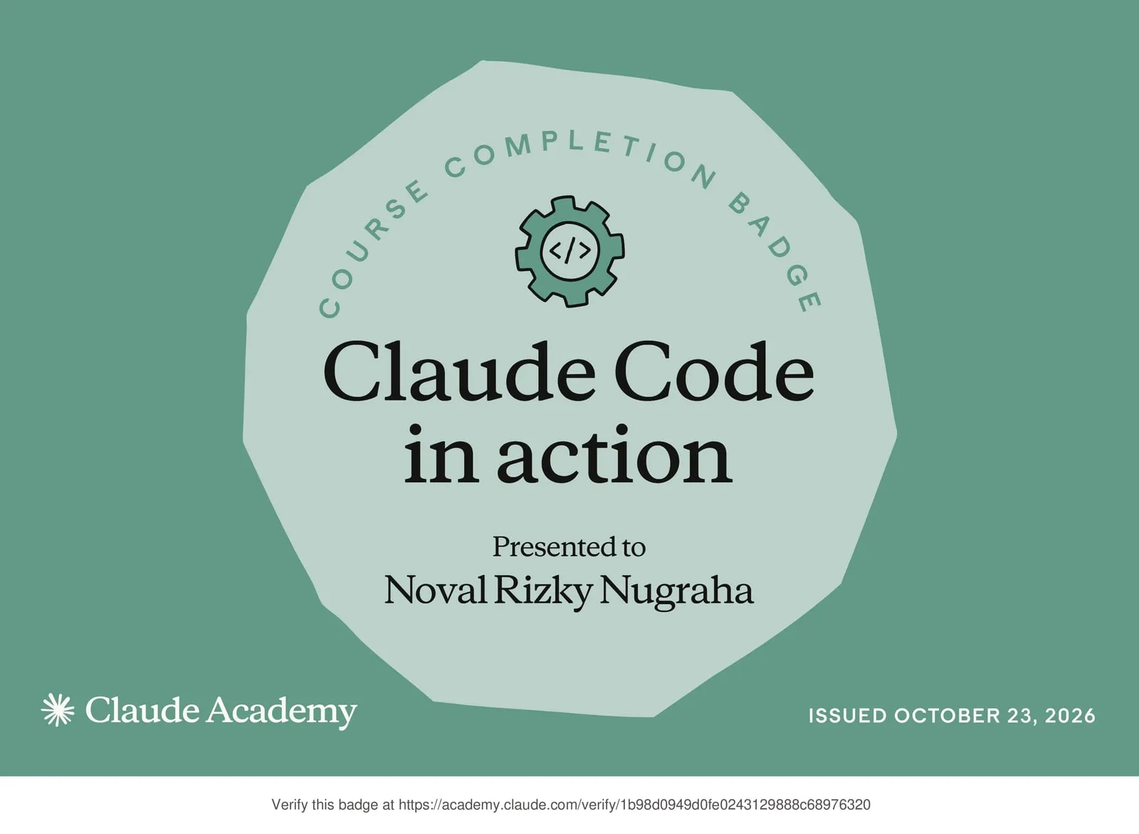 Claude Code in Action certificate