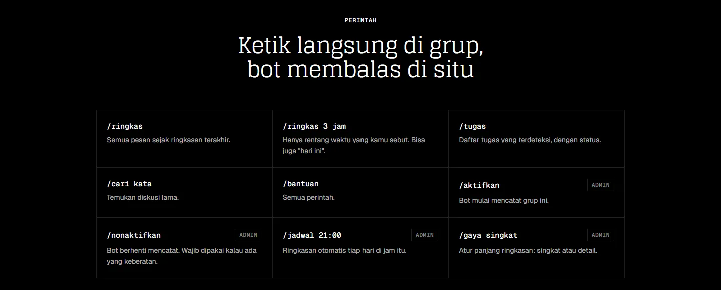 natural Commands available in the group