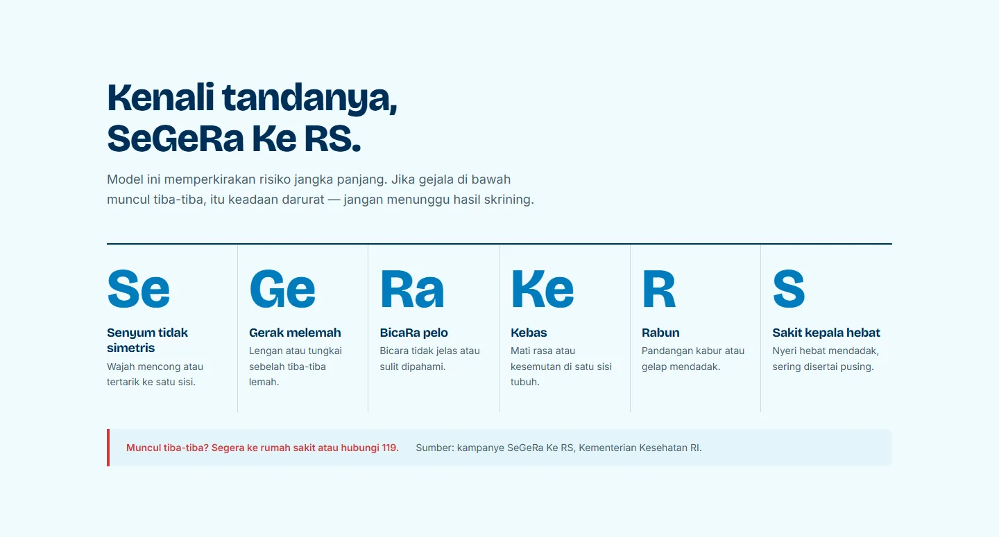 natural StrokeScreen landing page with stroke warning signs